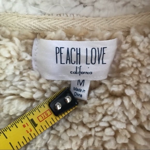 Peach Love California Sherpa 1/4 Zip Beige Womens Size Medium Teddy Bear Jacket - Picture 7 of 10